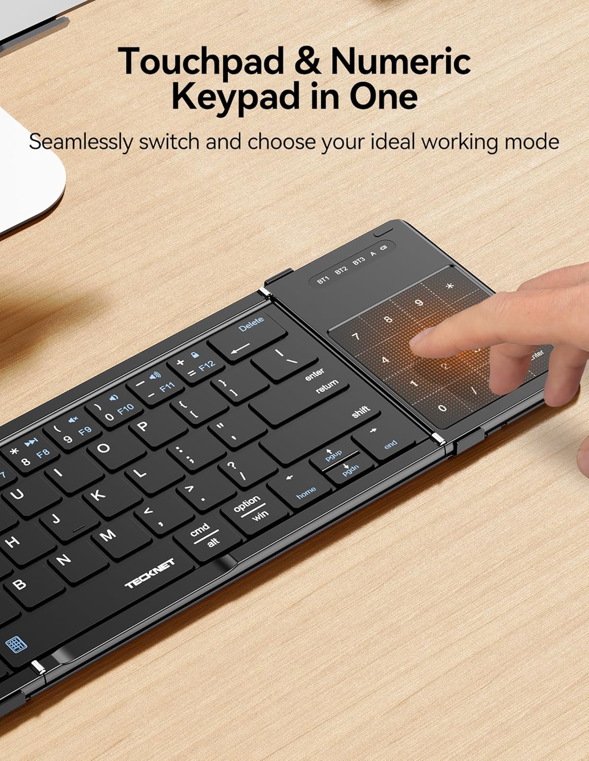 TECKNET Foldable Bluetooth Keyboard with Touchpad & Numpad