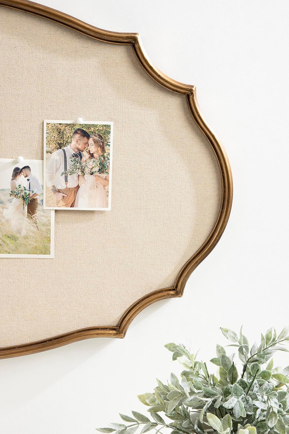 Kate and Laurel Leanna Decorative Scalloped Metal Pinboard; 24 x 36; Gold; Fr...