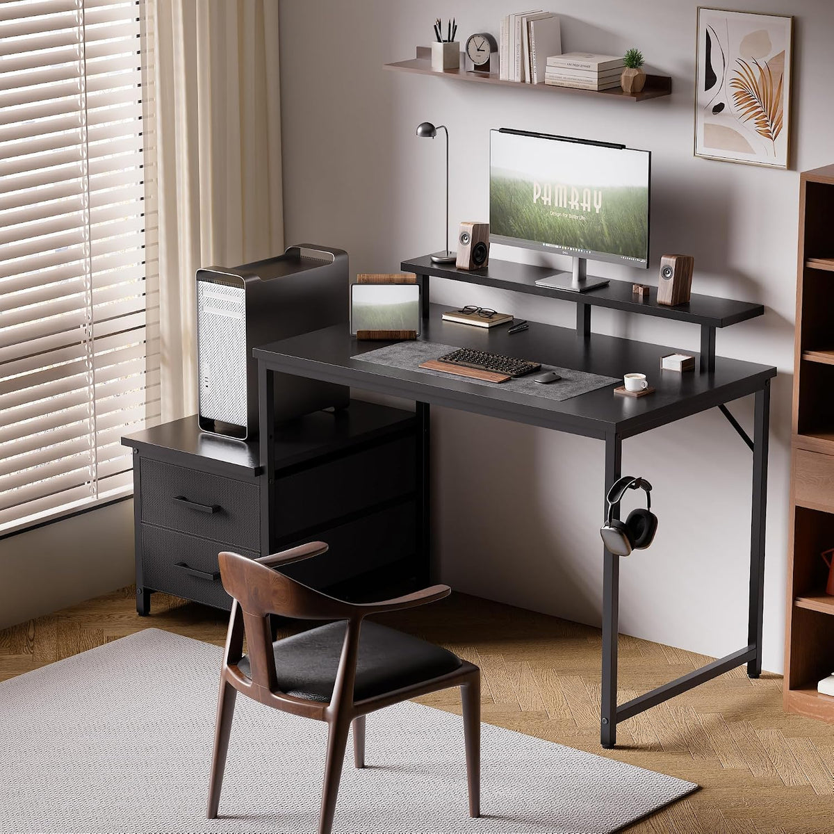 Pamray 50 Inch Small Computer Desk with Drawers and Storage