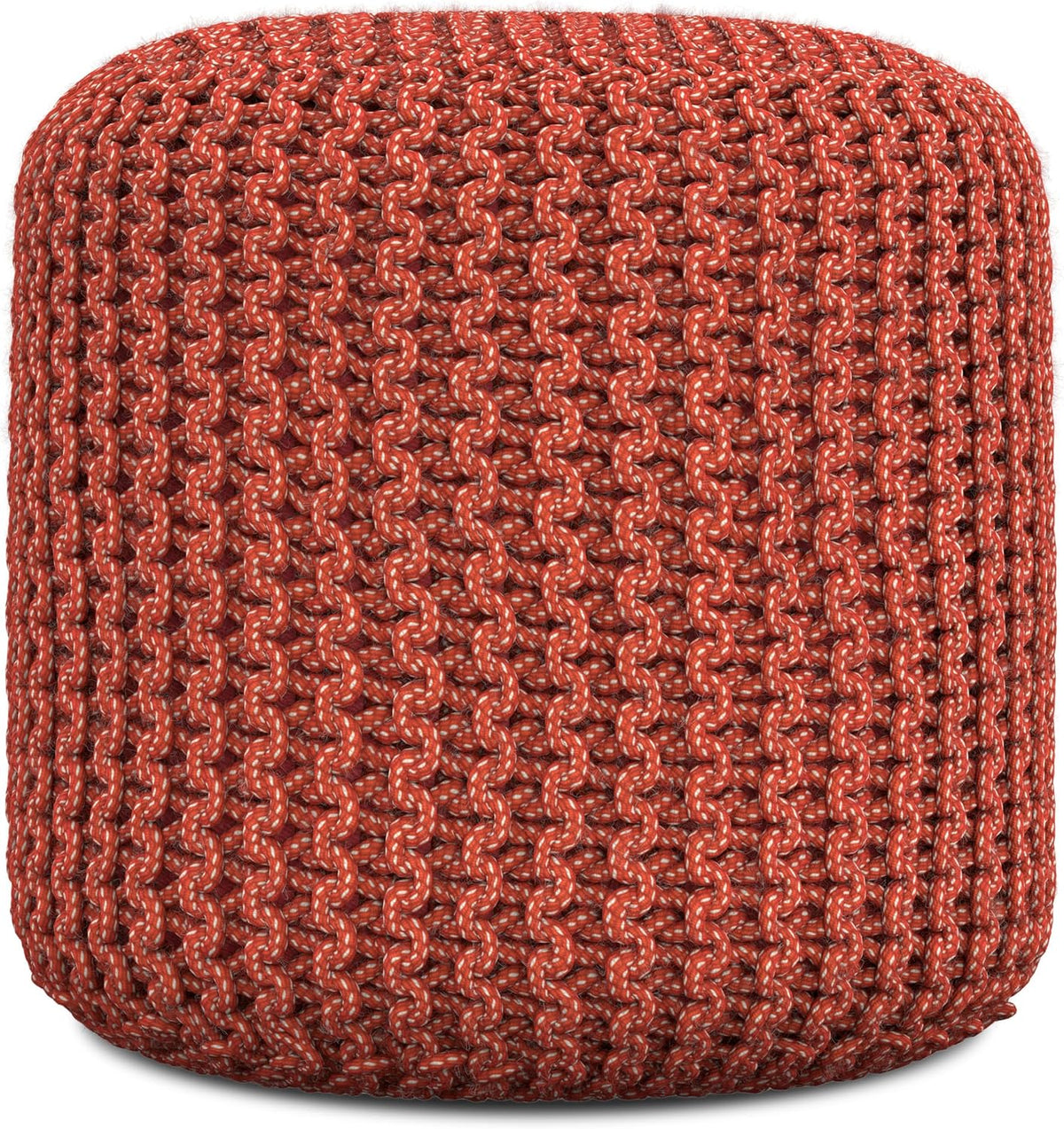 SIMPLIHOME Wynne 18" Wide Round Pouf in Orange PET Polyester