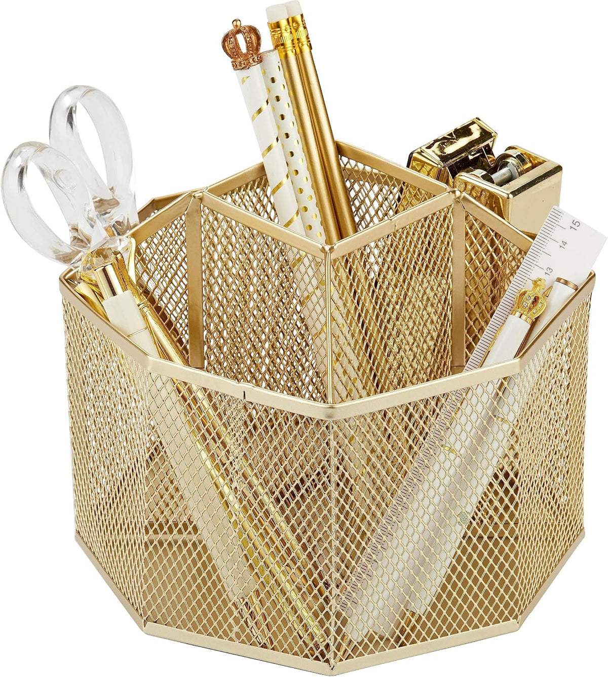 Annova Mesh Desk Organizer Rotate with 5 Compartments Spinning Tidy Candy/Pen...