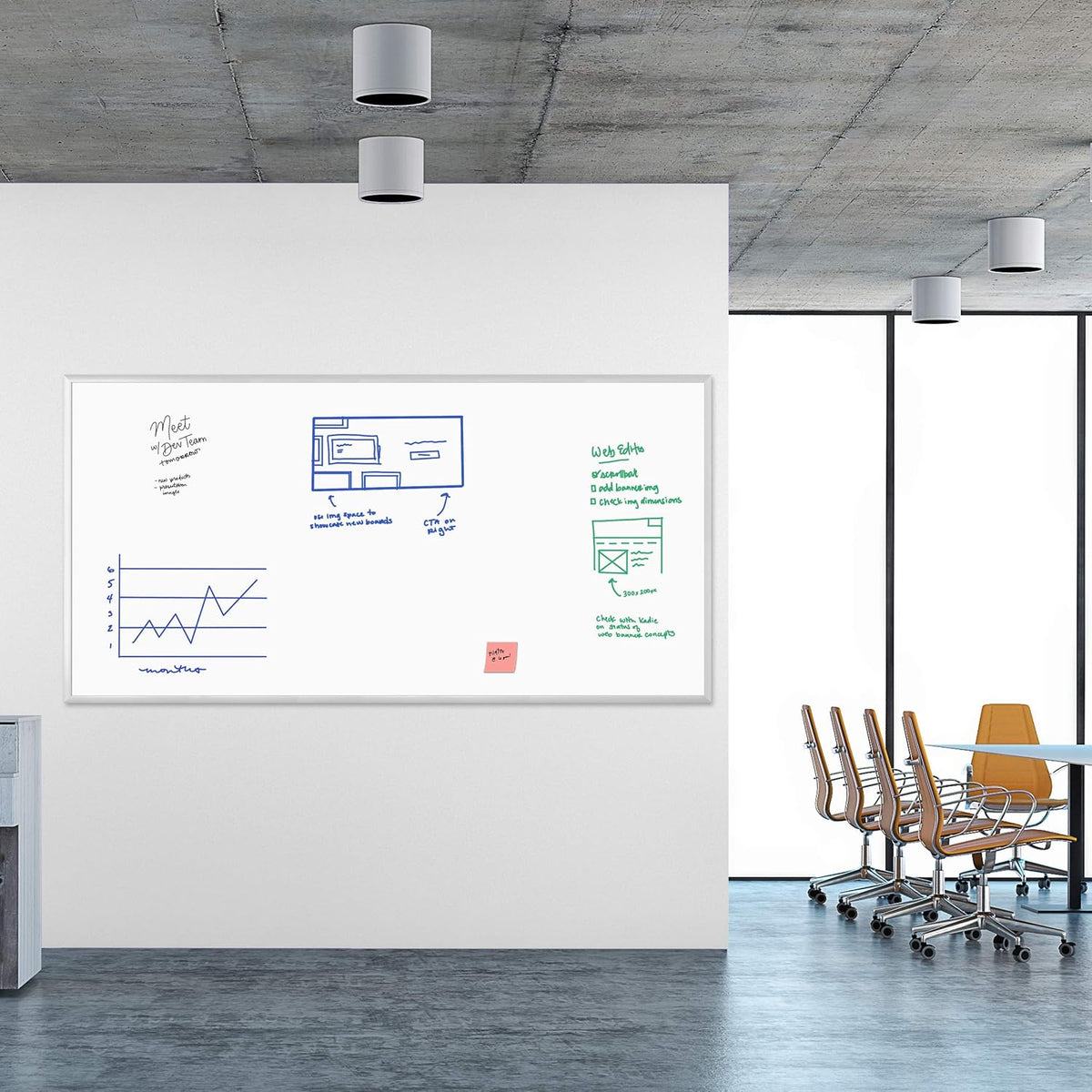 U Brands White Board, Dry Erase Board for Wall, Aluminum Frame, 96" x 48...