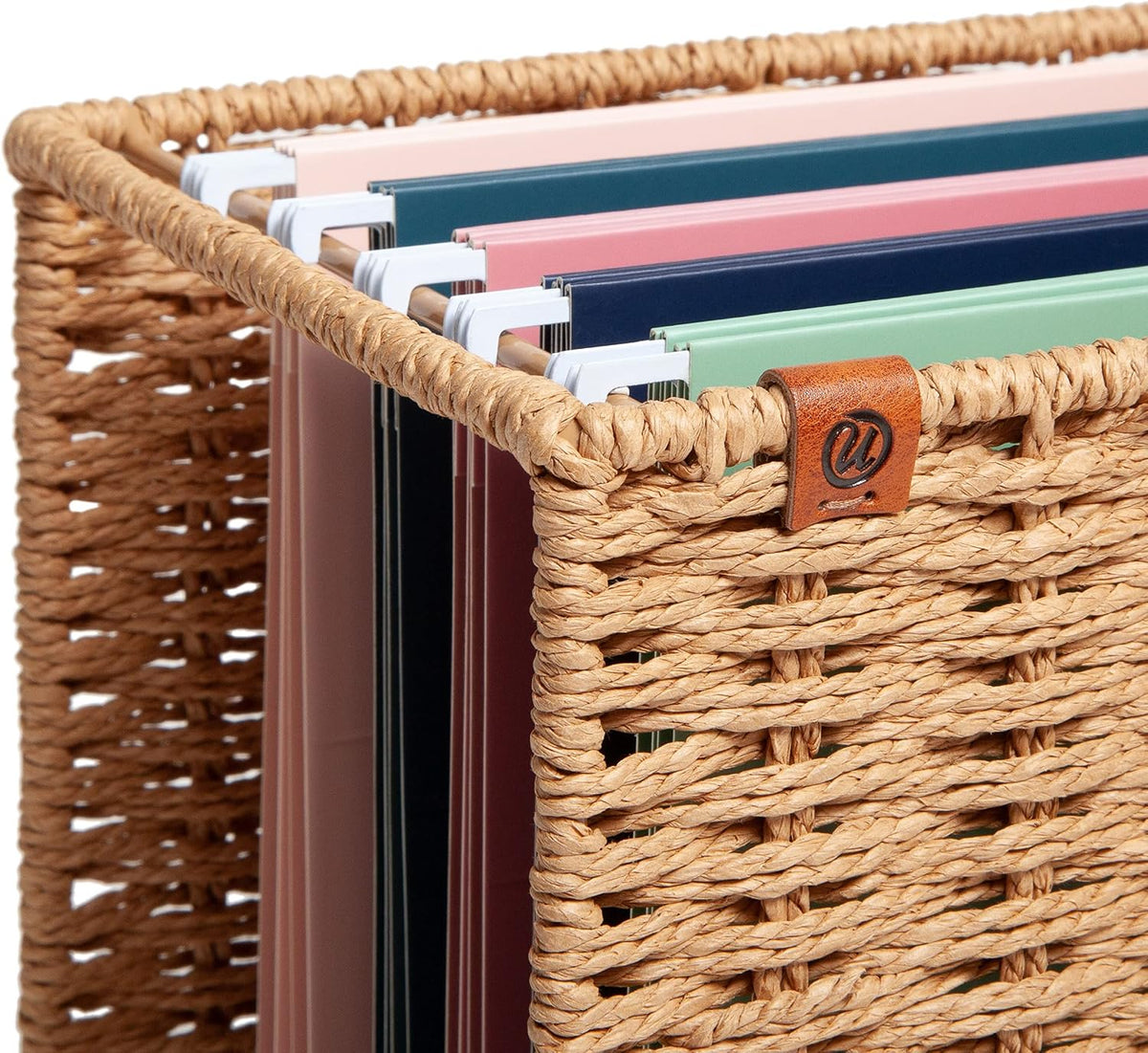 U Brands Desktop Hanging File Organzier, Woven Texture, Letter Size