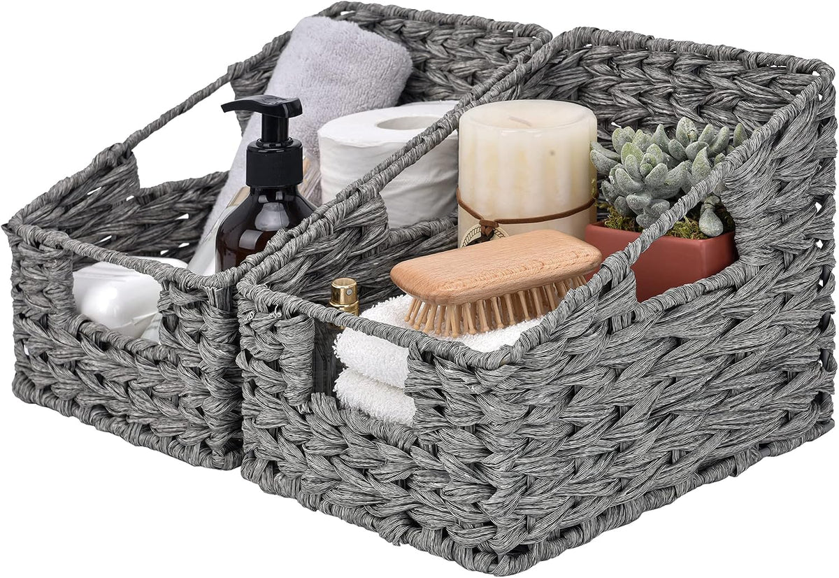 GRANNY SAYS Wicker Basket with Handles, Shelf Baskets for Organizing
