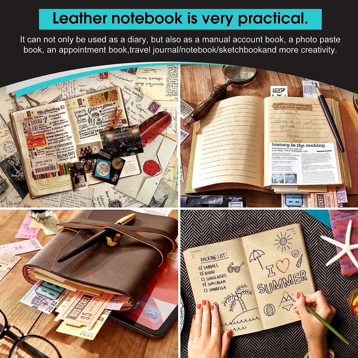 RILIHO Leather Journal Notebook - Genuine Leather Journals for Writing 8x10 I...