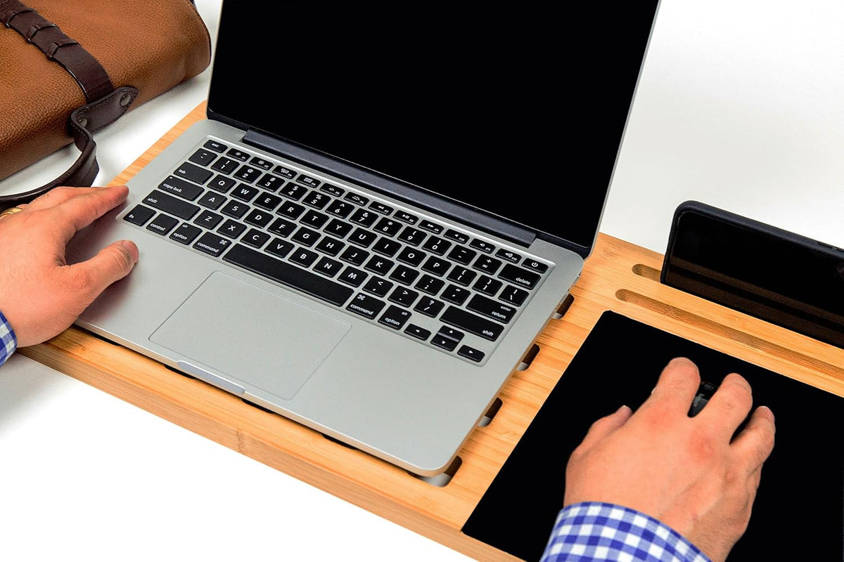 BOOKAHOLIC Lap Desk| Enhanced Organic Bamboo Lap Tray with Vent Holes & B...