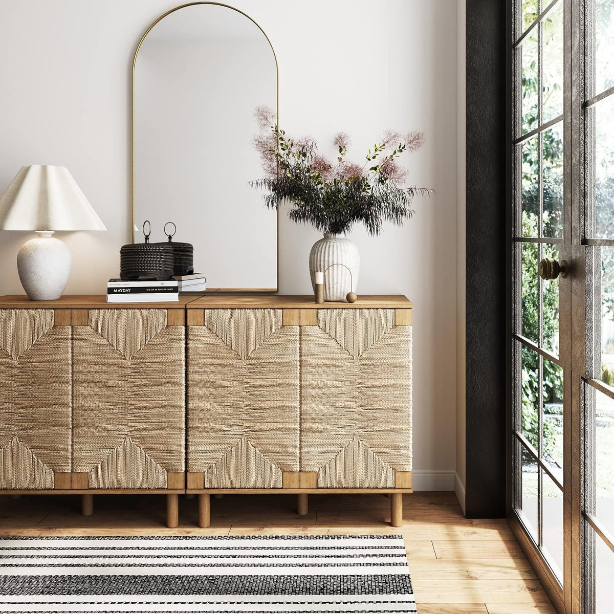 Nathan James Beacon Accent Buffet Sideboard Storage Cabinet TV Stand in Light...