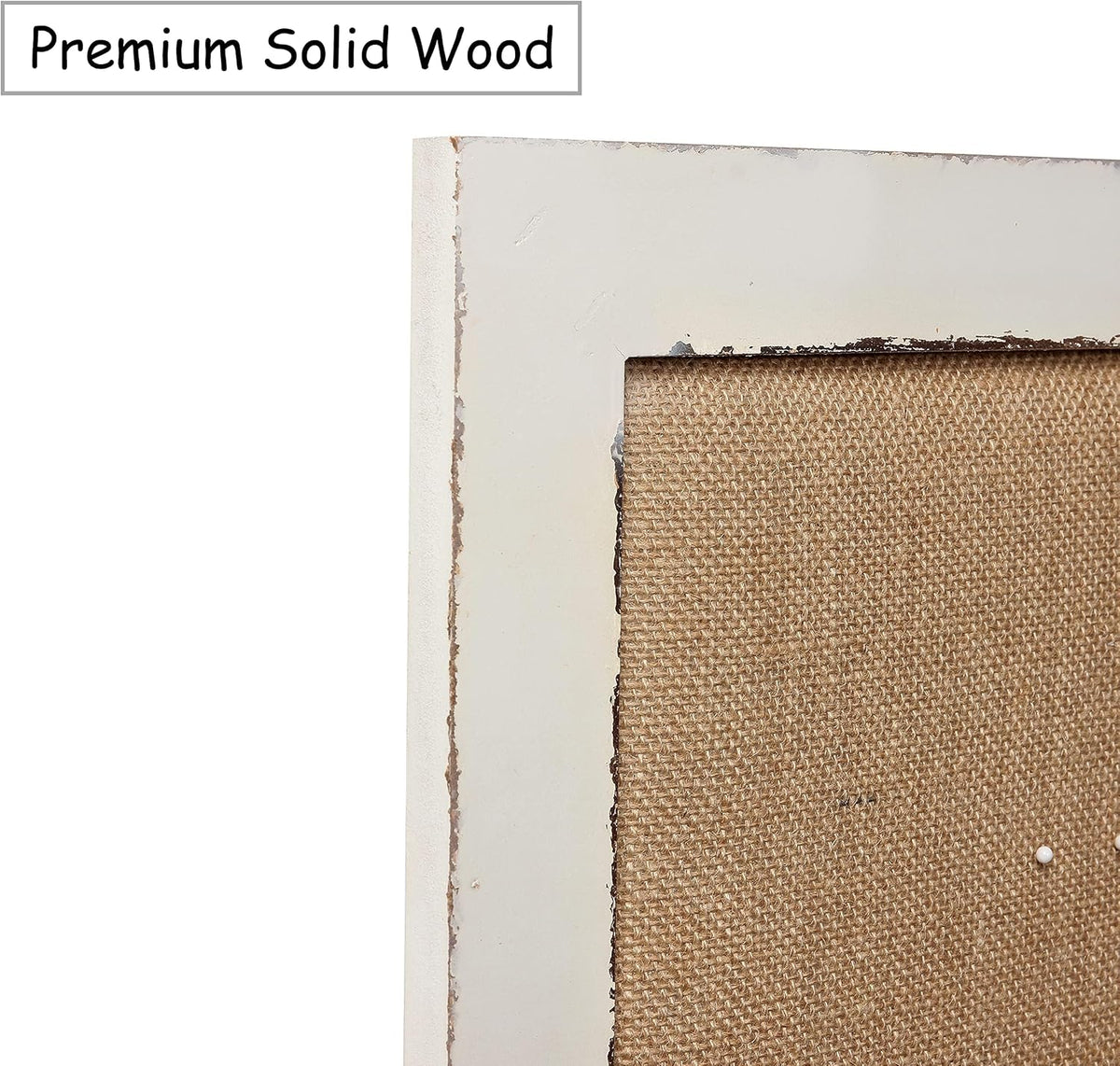 SOFE 18x29 White Linen Bulletin Board, Farmhouse Wood Frame Decor