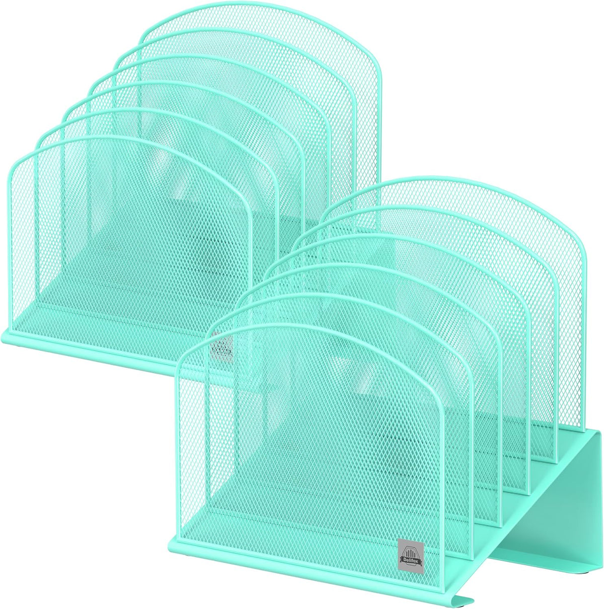 Delifox Inclined Desk File Organizer, Vertical File Folder Holder Stand