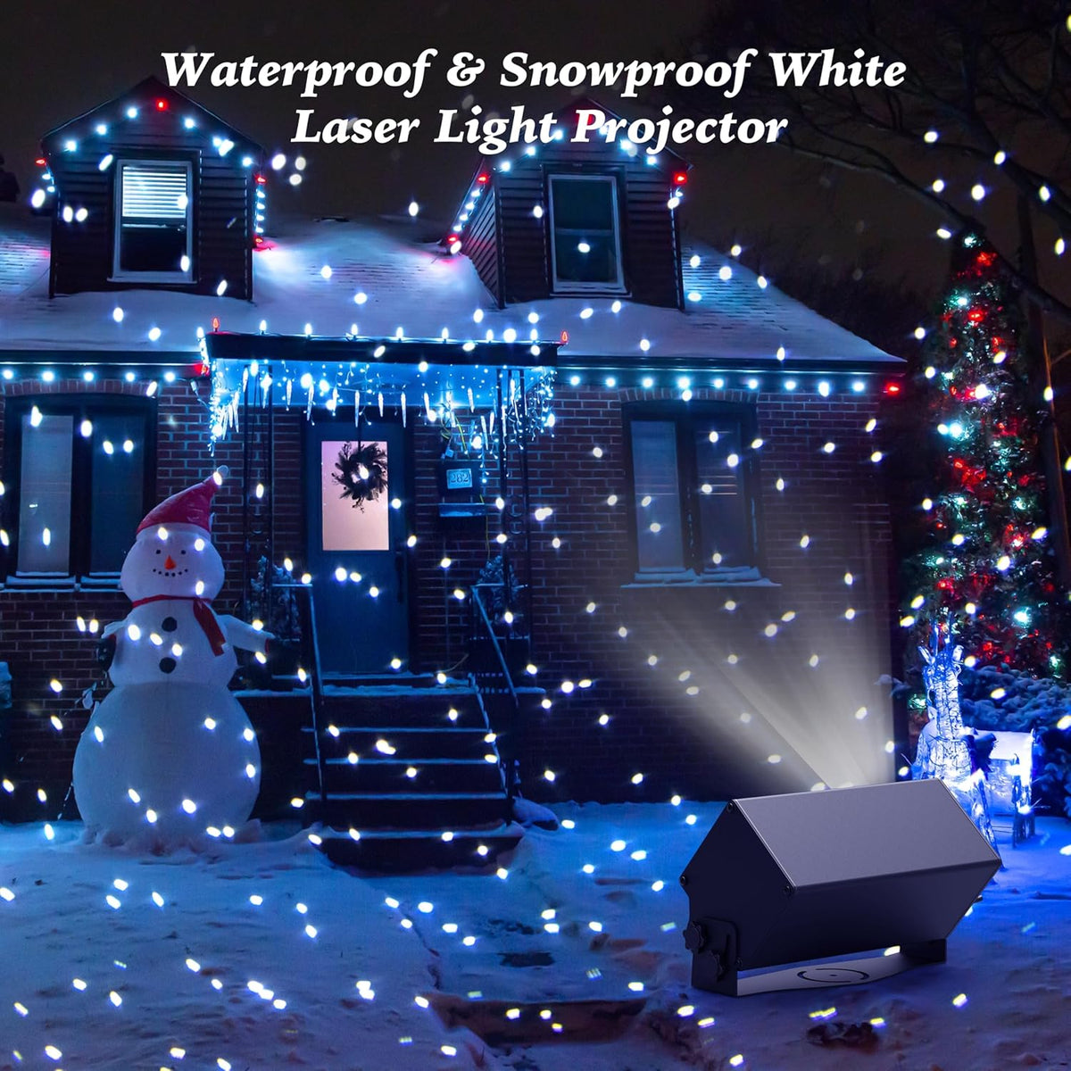 AIRIVO Outdoor Laser Lights Projector, White Laser Fairy Lights Projector, Ch...