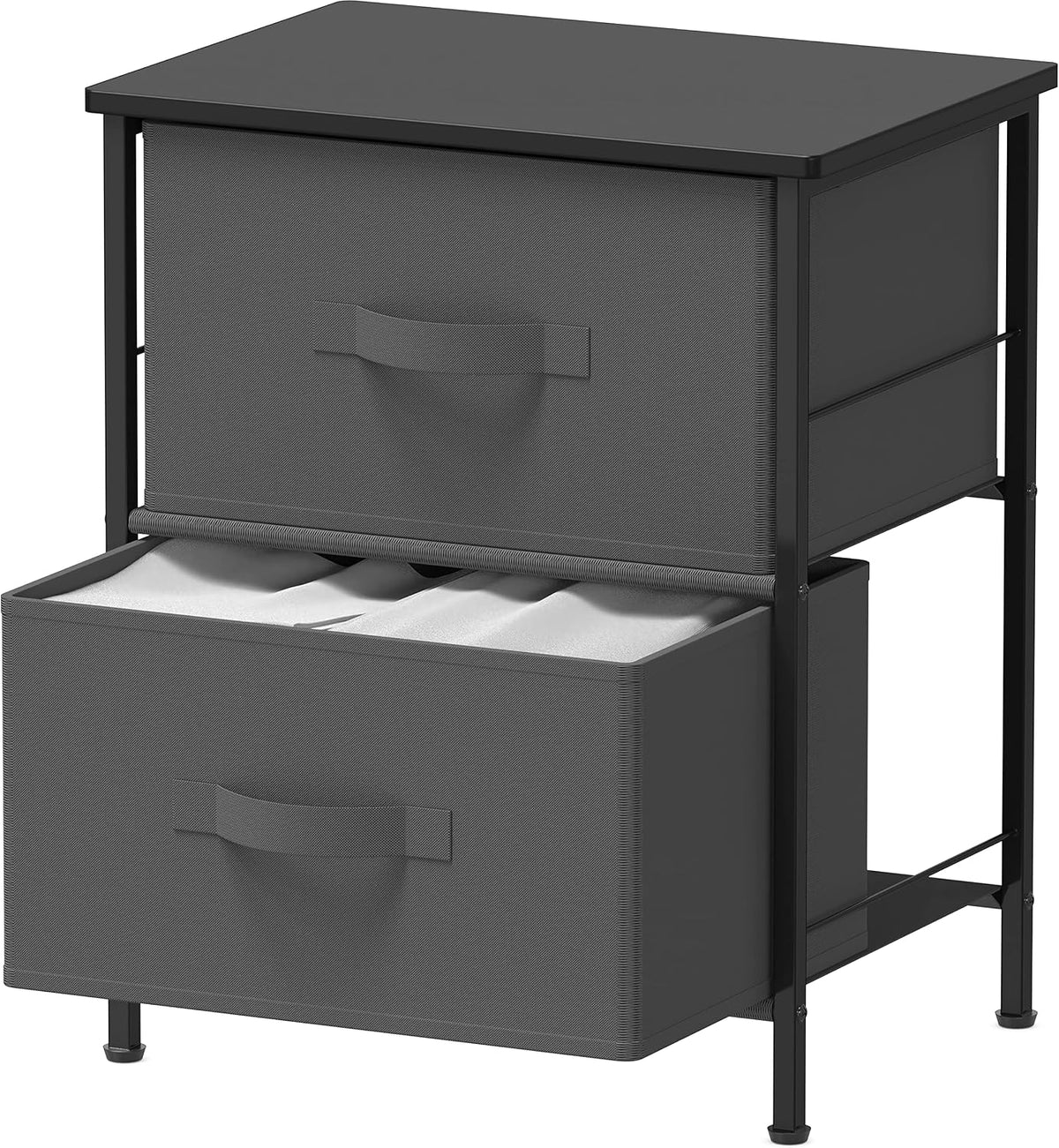 Simple Houseware 2 Tier Night Stand Dresser Organizer Drawer, Dark Gray