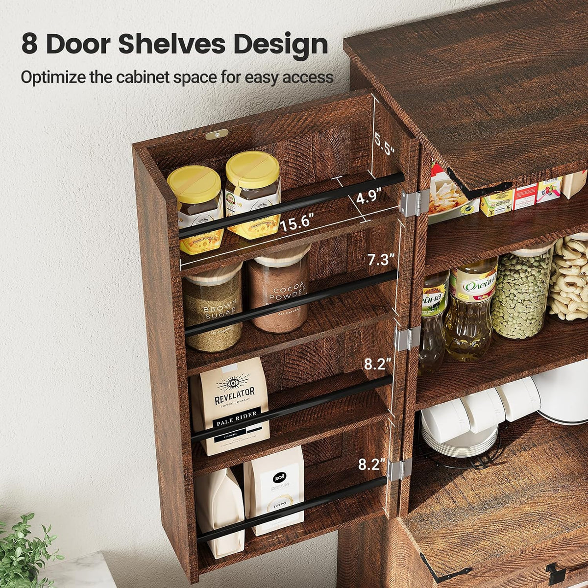 ELYKEN 72" Kitchen Pantry Storage Cabinet with Drawer, 3 Pull Out Shelves