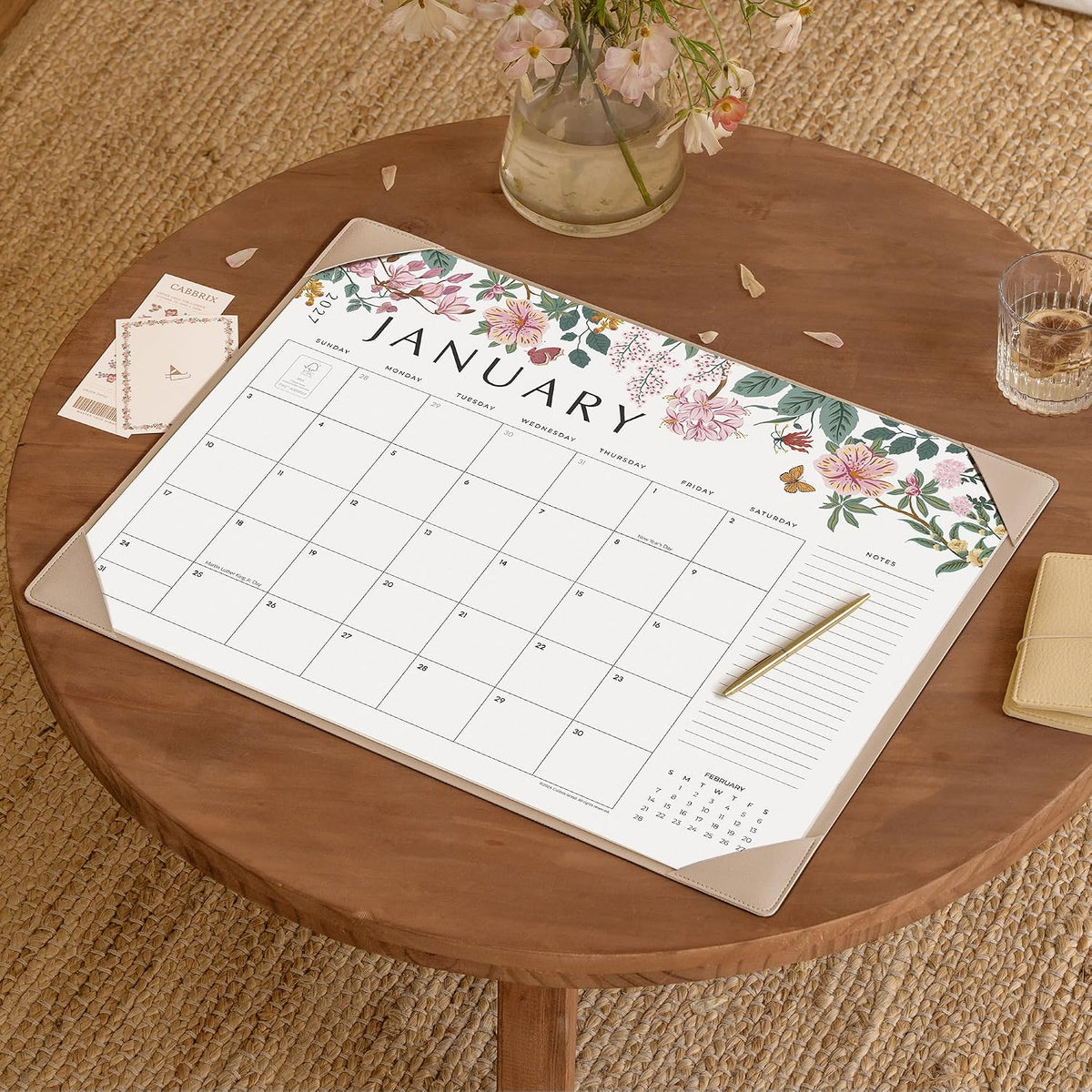 Cabbrix Desk Calendar 2027, Large Desk Pad Calendar 22 x 17" (Apricot)