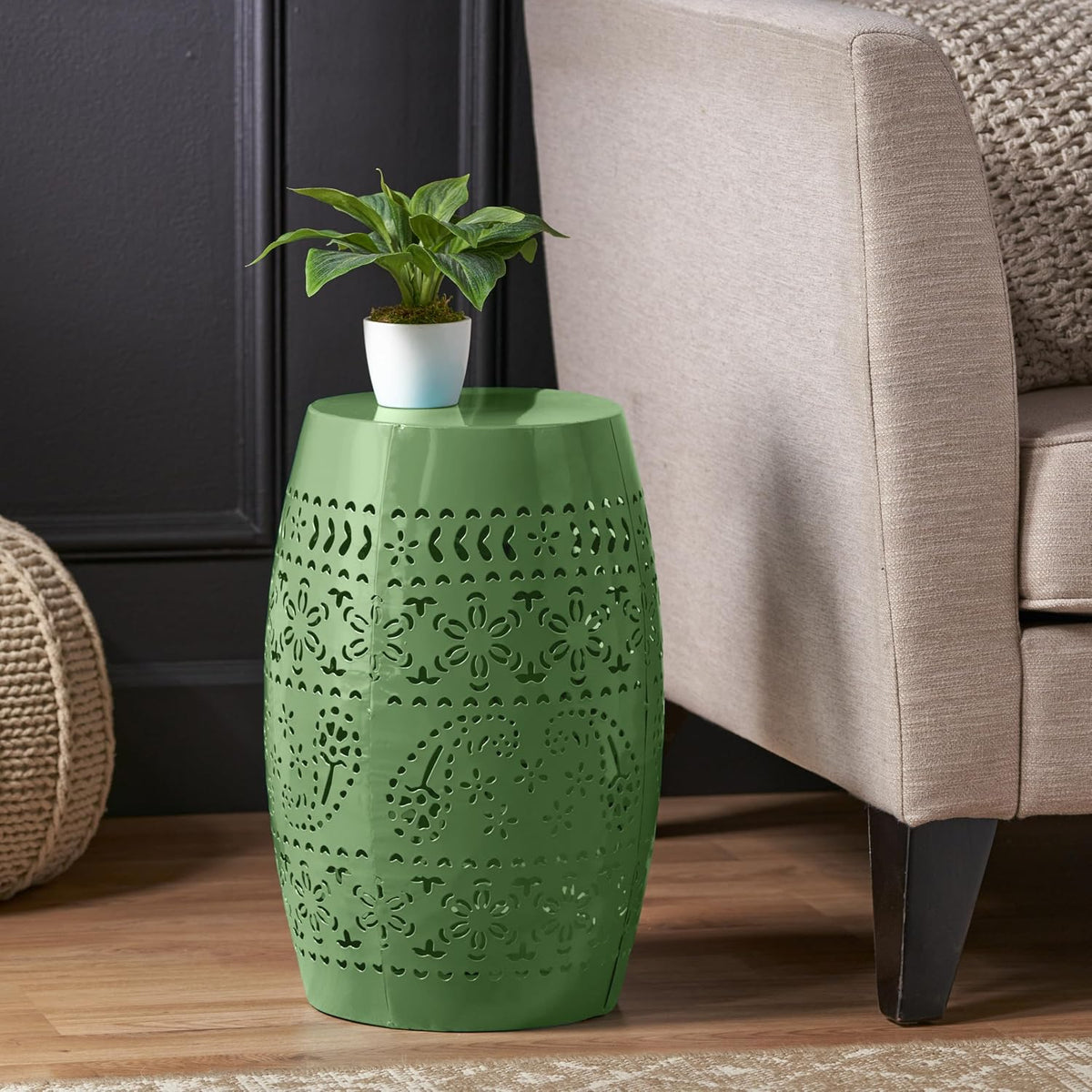 Christopher Knight Home Zoey Small Outdoor Side Table, Lace Cut Iron End Tabl...
