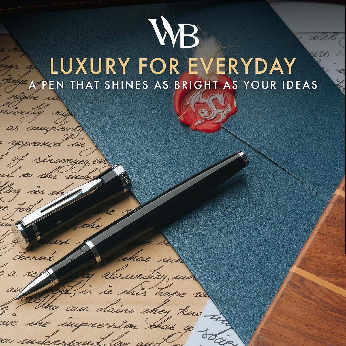 Wordsworth & Black Luxury Refillable Rollerball Gift Pen for Writing, Black