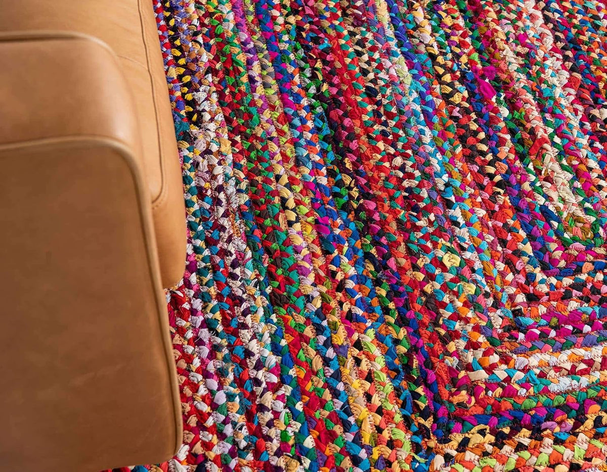 Unique Loom Braided Chindi Collection Area Rug - Layer (8' x 11' Rect...