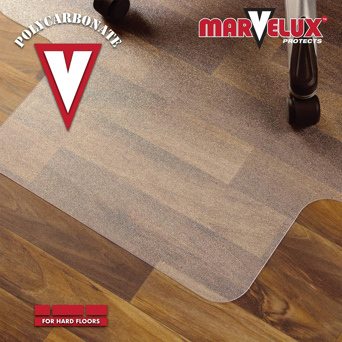 Marvelux Durable Polycarbonate Office Chair Mat for Hard Floors 48" x 51...