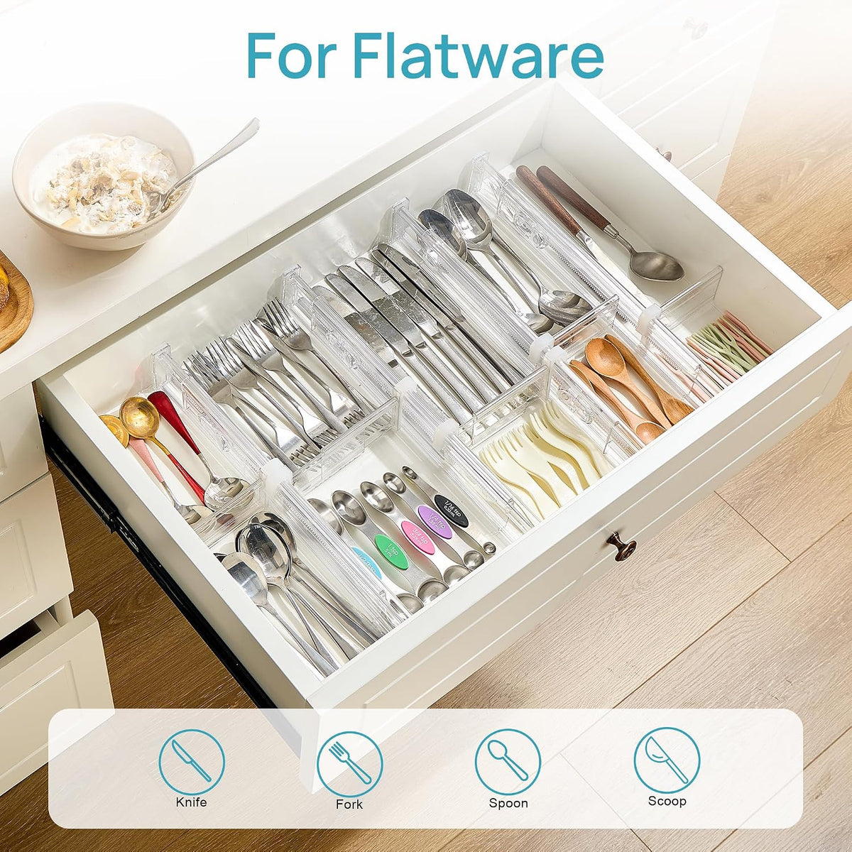 Vtopmart 2.36" Drawer Dividers with Expandable Inserts, 12.8"-22.3&...