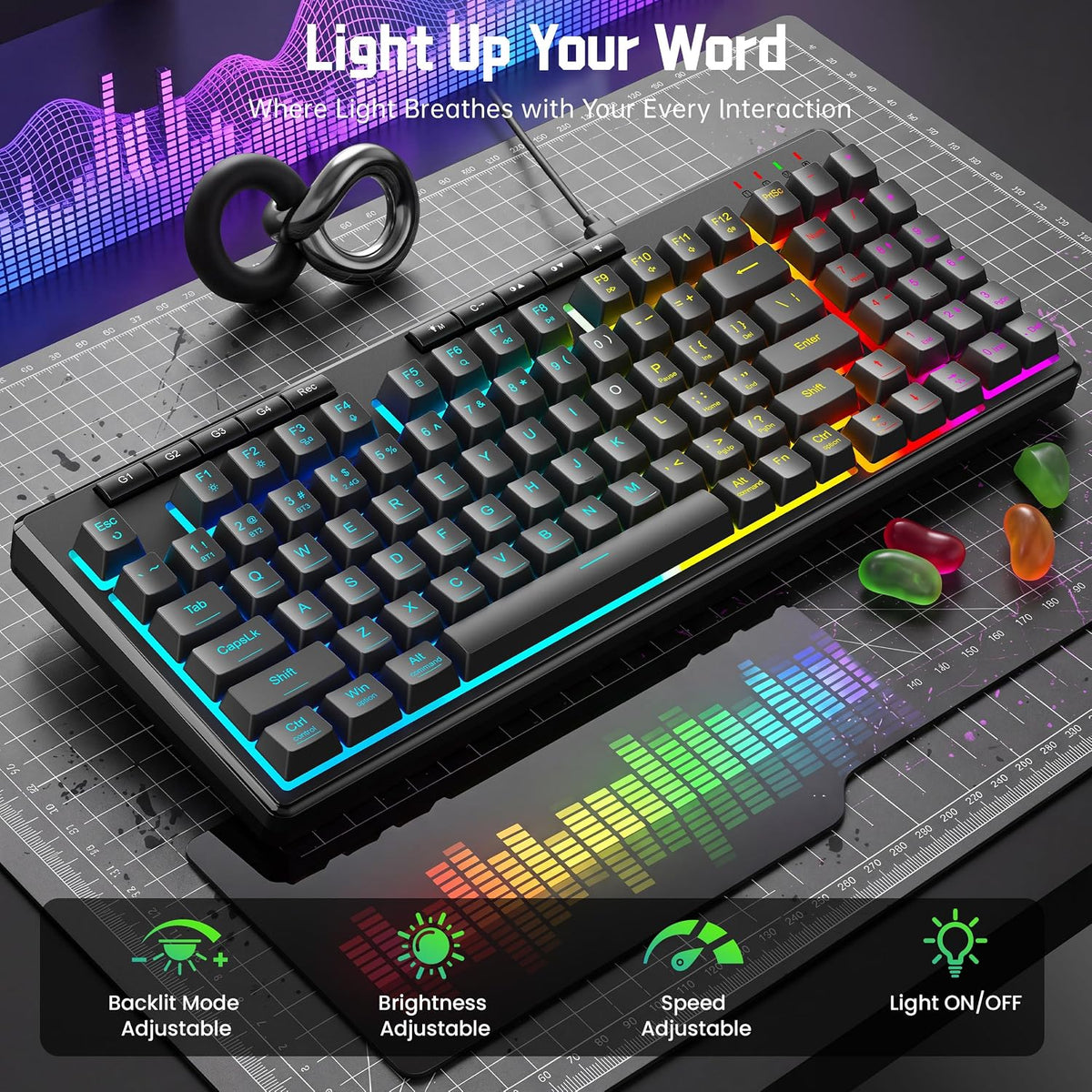 Redragon K517 Pro Wired Gaming Keyboard, RGB Backlit, Mechanical Feel 94 Keys...