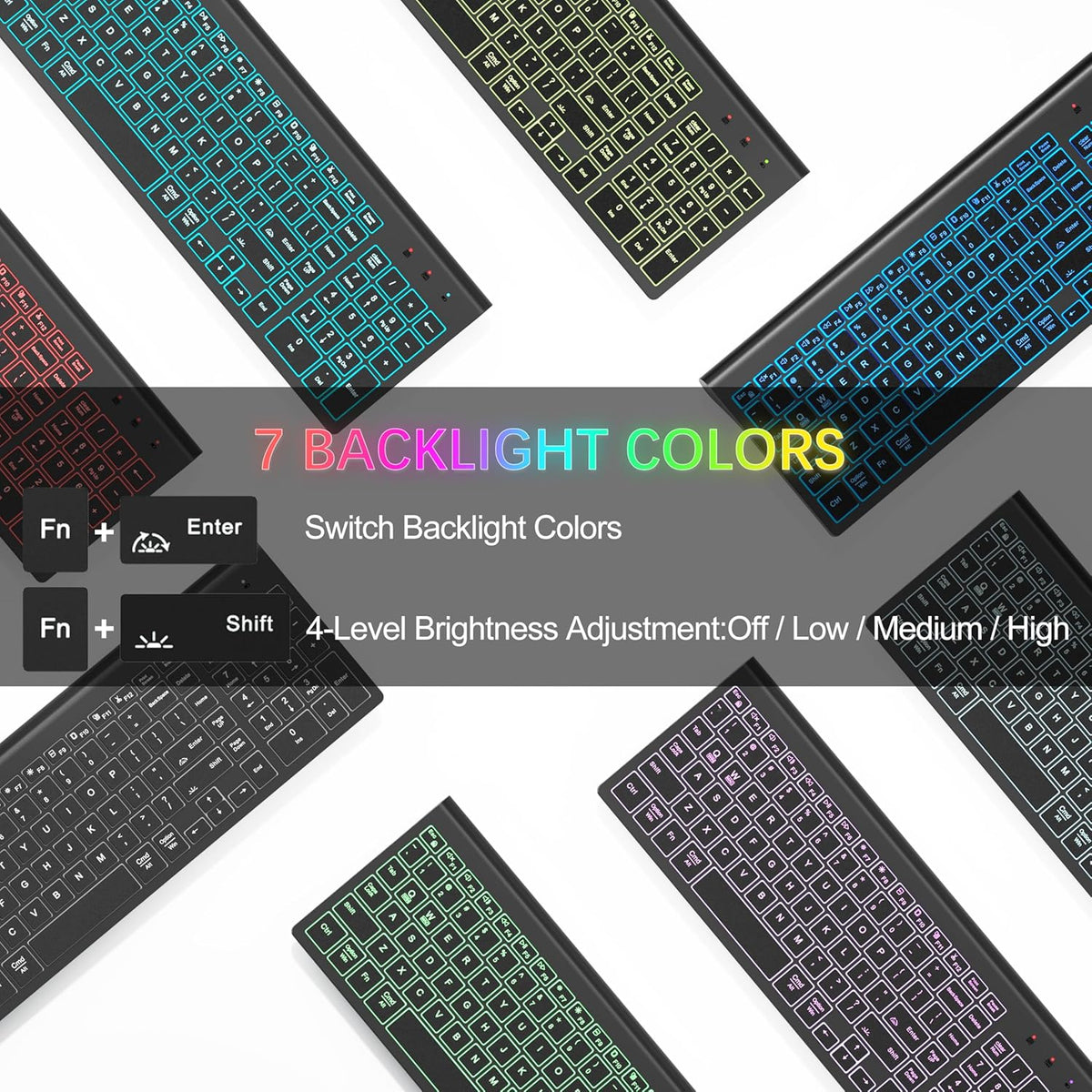 Wireless Backlit Keyboard and Mouse Ultra Slim Combo, TopMate - Matte Black