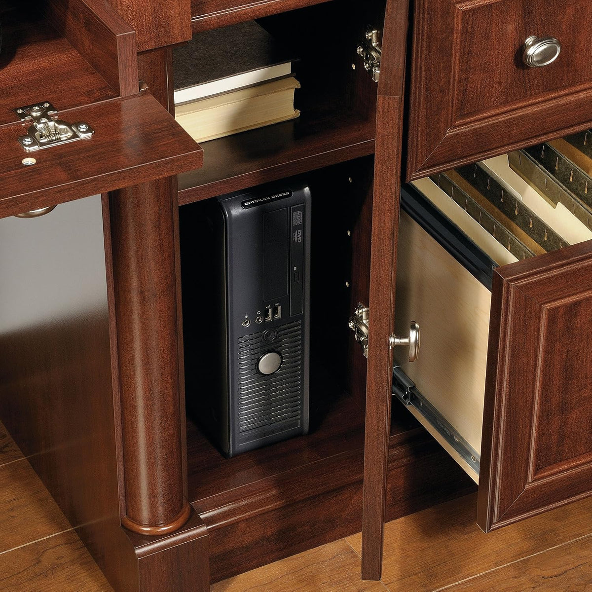 Sauder Palladia Computer Desk with Hutch, Large Storage and File Drawer, Home...