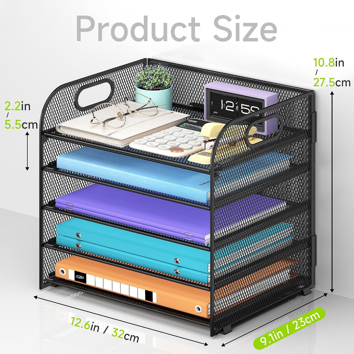 Cawukege 2 Pack 5 Tier Paper Organizer, Letter Tray with Handle, Mesh Desk Or...