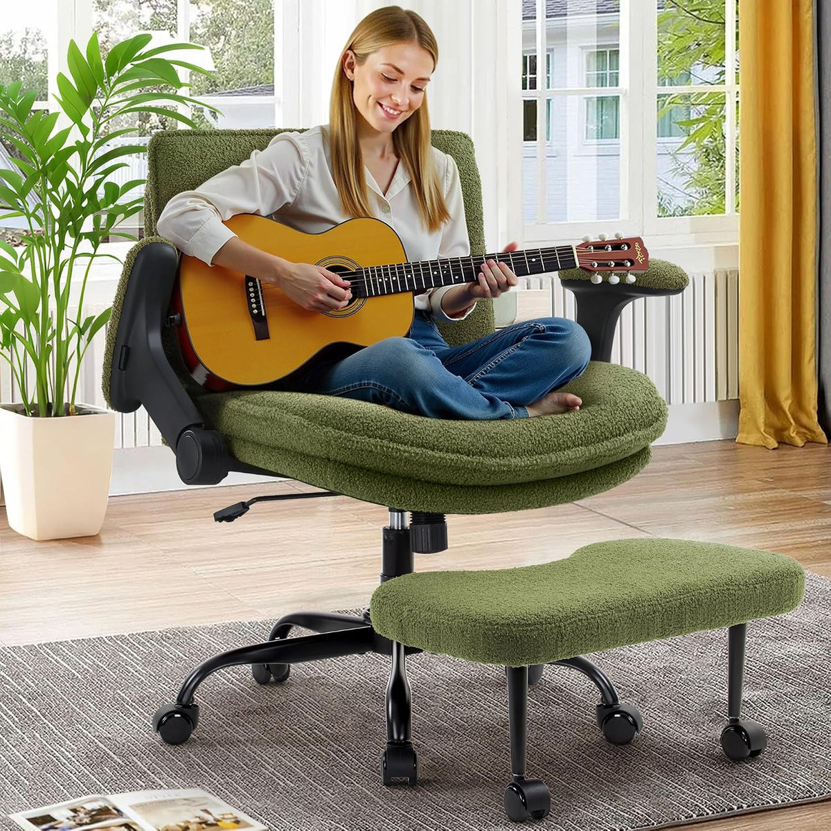 IWMH Cross Legged Office Chair with Flip-up Armrests for ADHD, Extra Wide