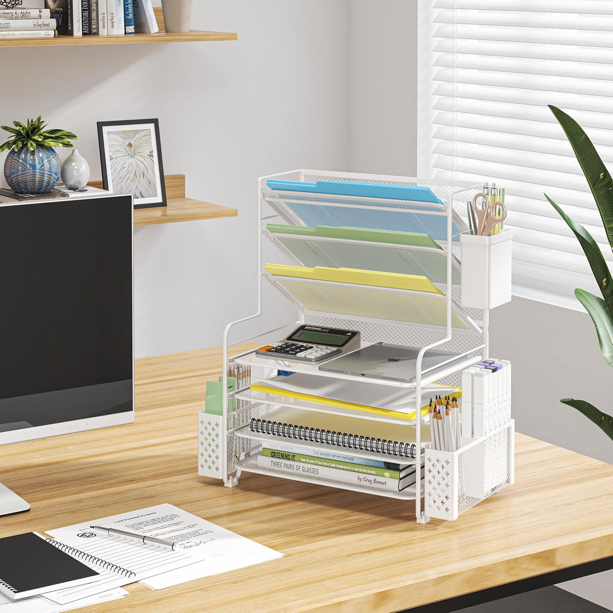 Simple Trending 7 Tier Desk File Organizer, Letter Tray Paper Organizer with ...