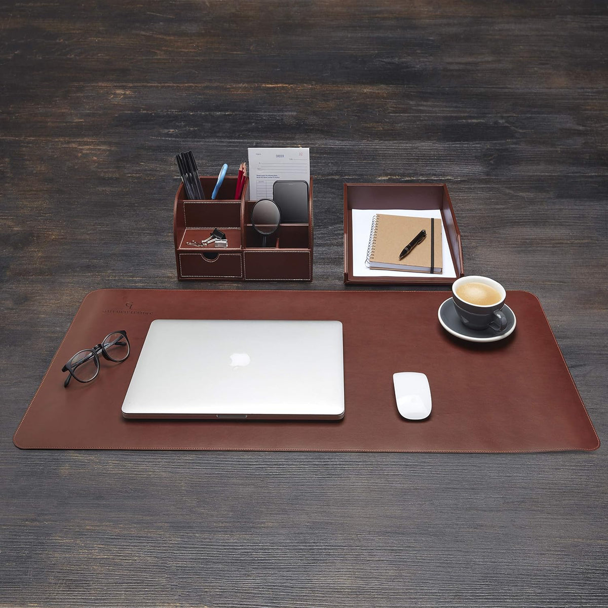 Gallaway Leather Letter Desk Organizer - Premium PU Leather Perfect for Offic...