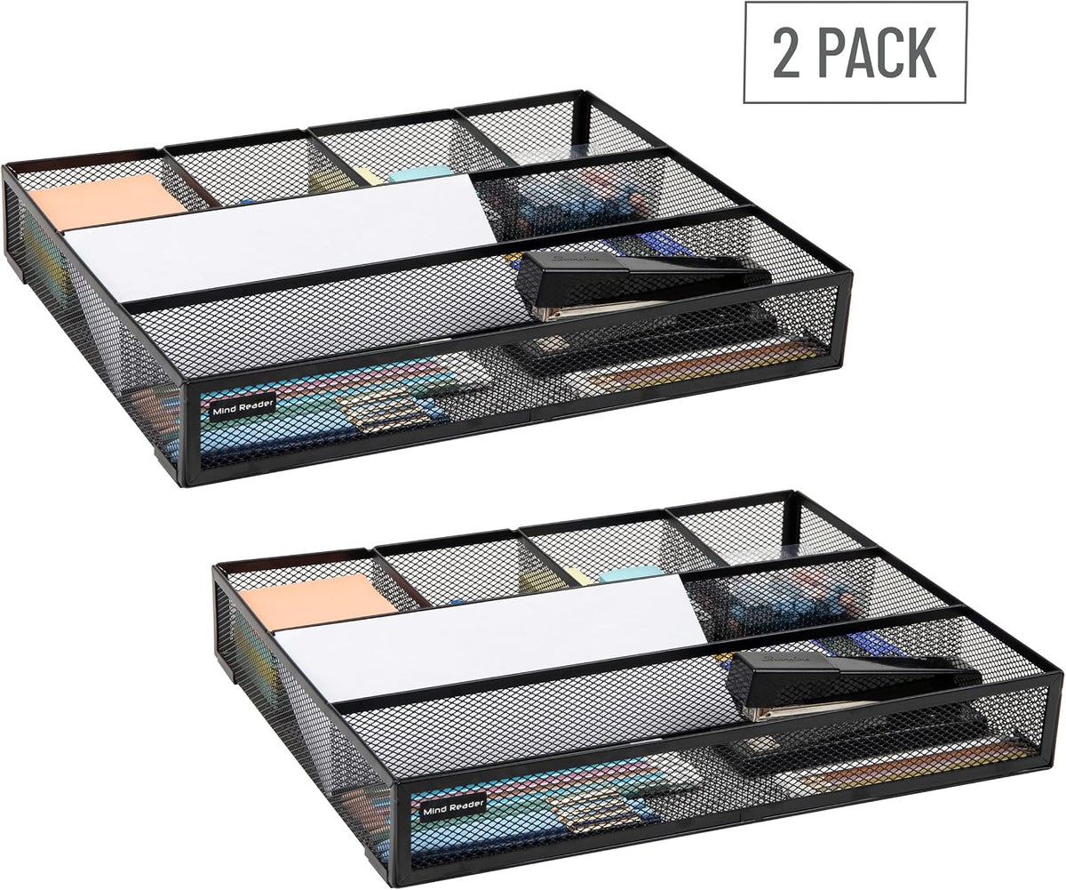 Mind Reader 6-Compartment Drawer Organizer, Metal Mesh Desk Organizer for Off...