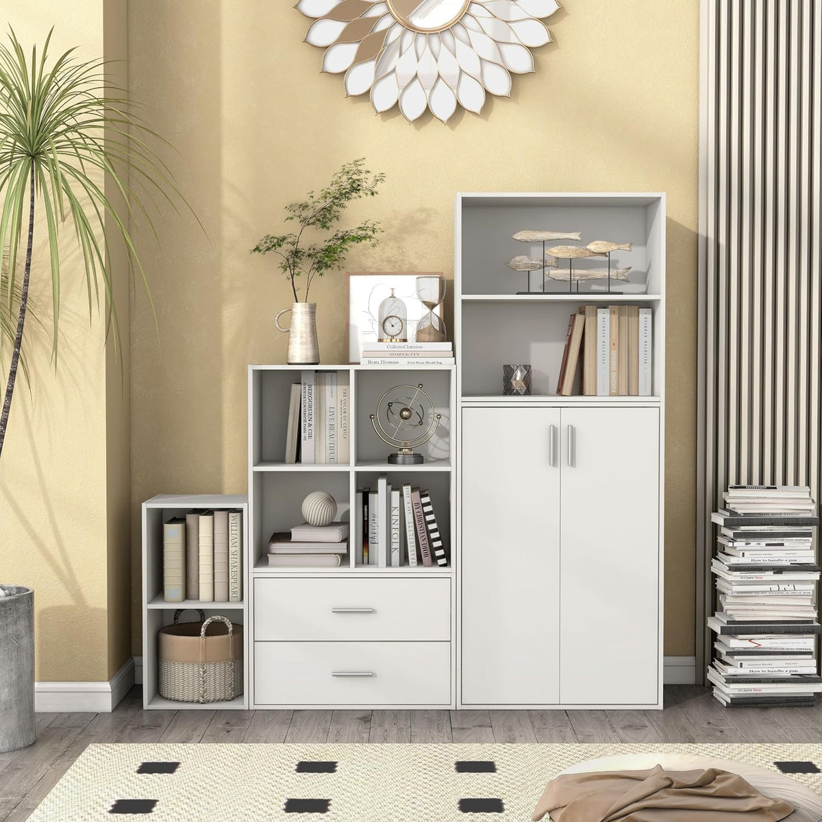 Homes: Inside + Out Apexa 2-Cube Storage Organizer Shelves, Stackable Wood Bo...