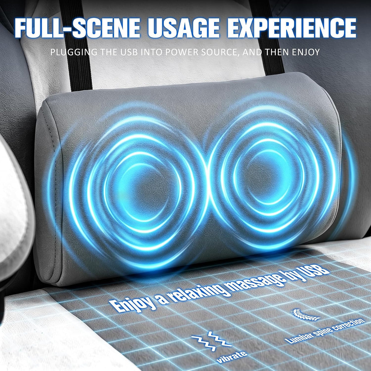 Gaming Chair for Adults with Massage Lumbar Support, Fabric Grey
