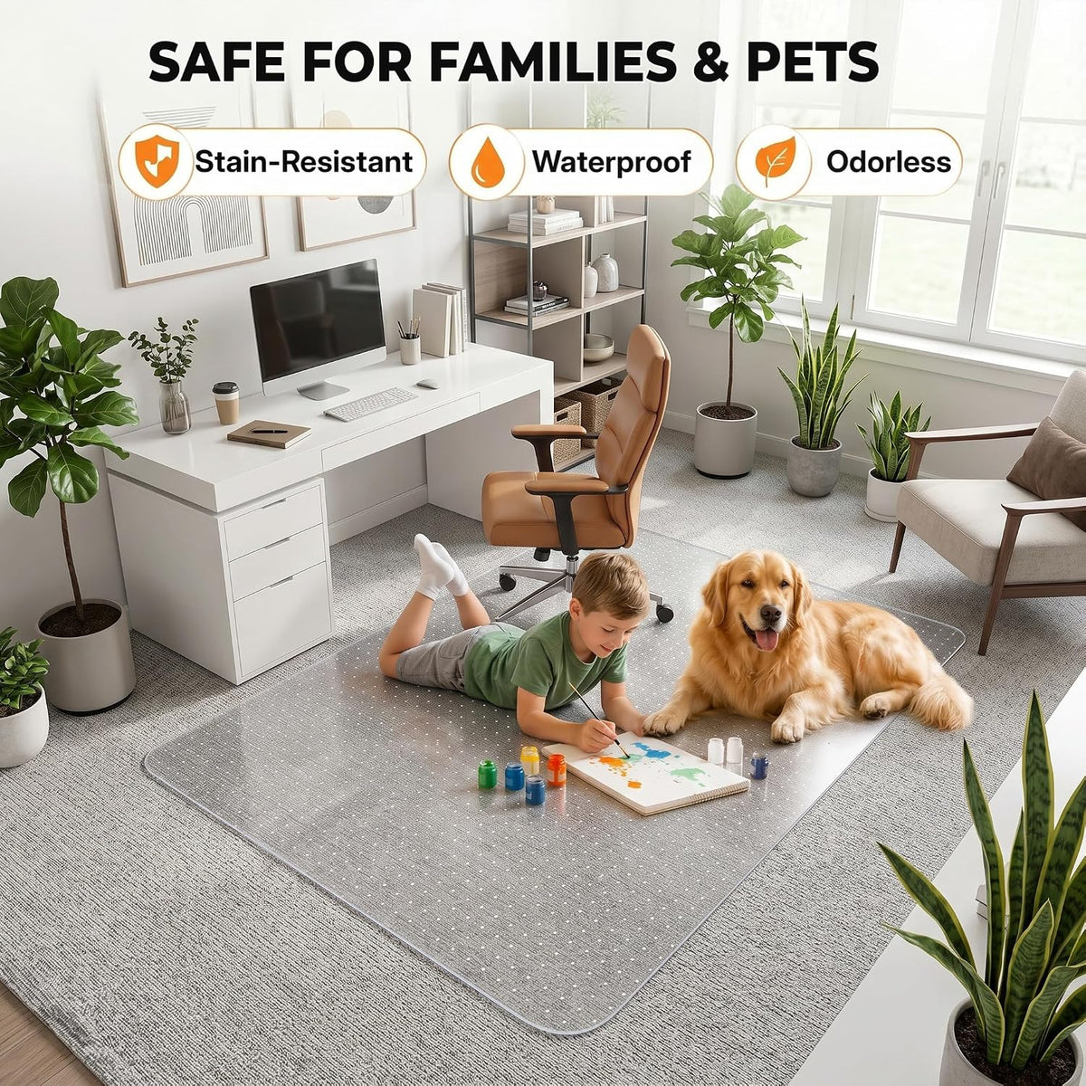 Office Chair Mat for Carpeted Floor, 46 × 72 Inch Low Pile Carpet Rolling Cha...