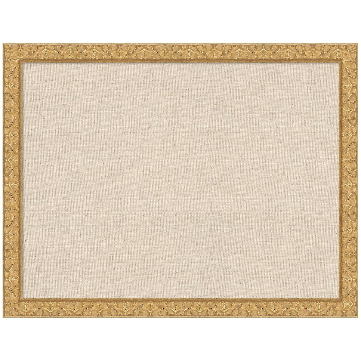 Kate and Laurel Framed Fabric Pinboard 26 x 20, Neutral Weave Printed Linen D...