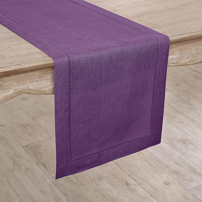Solino Home Linen Purple Table Runner 156 Inches Long - 100% Pure Linen Extra...