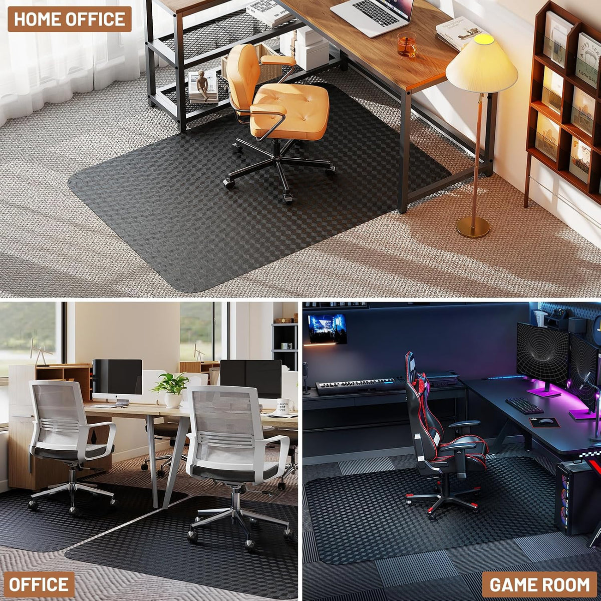 Office Chair Mat for Low Pile Carpet, 36" x 48" Clear Plastic