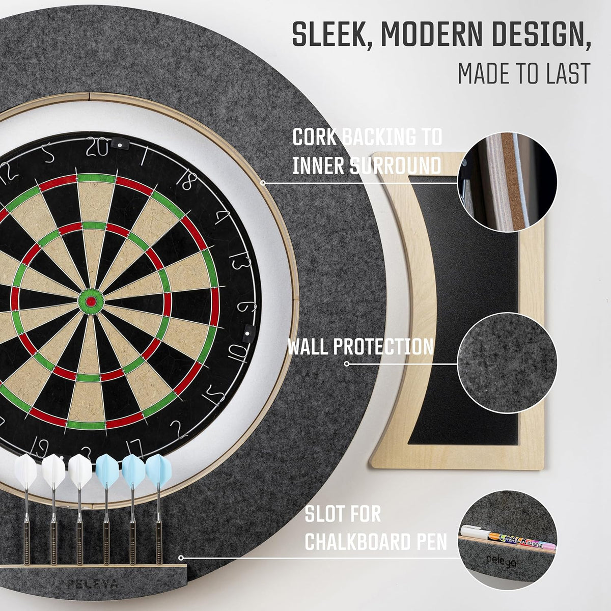 Dart Board Cabinet Set with LED Light; Bristle Dartboard, Built in LED Light,...