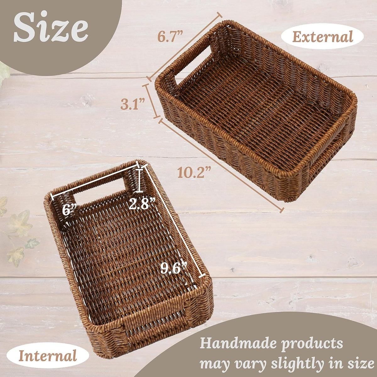 WeeNest Baskets for Organizing, Basket Small, Toffee, Set of 2