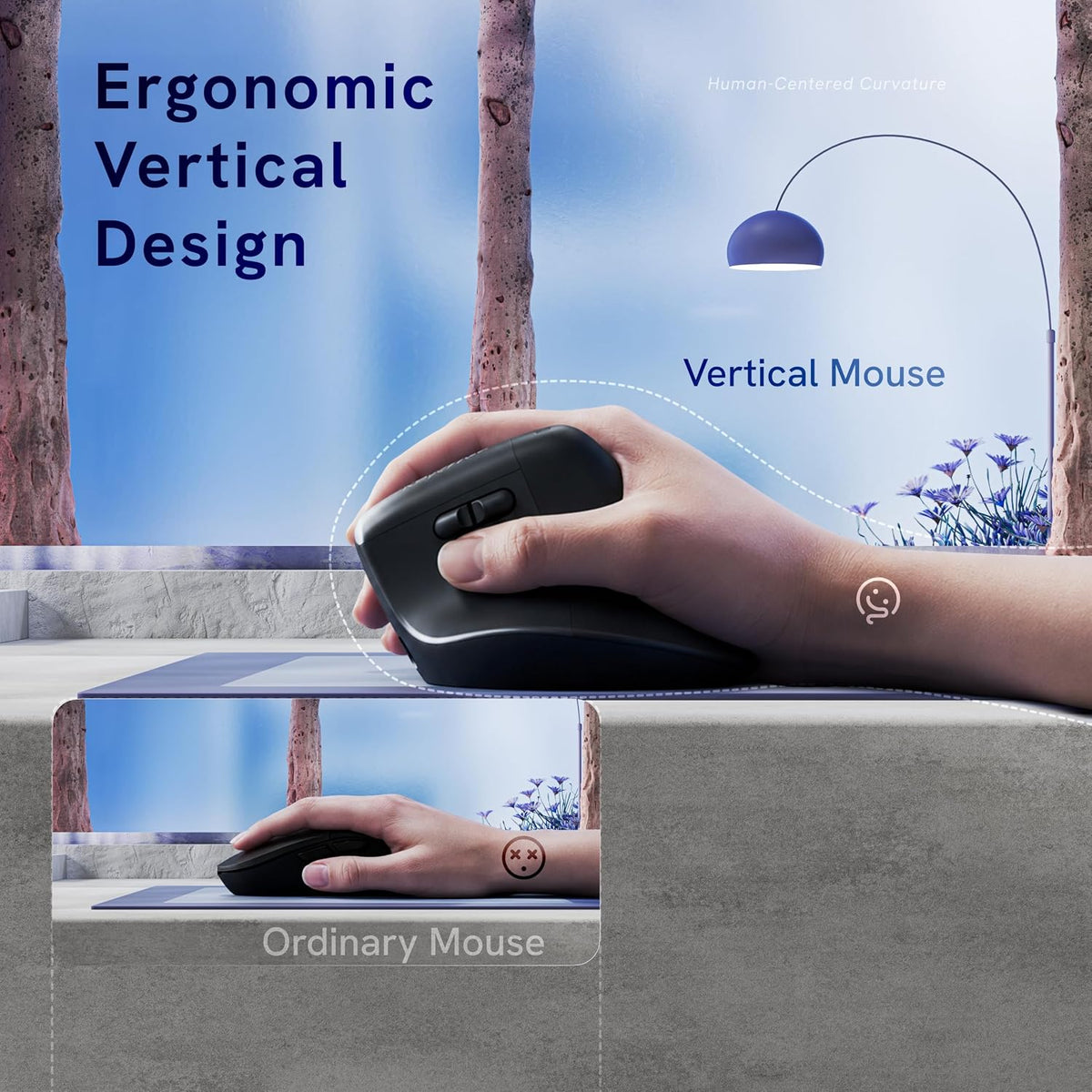 Keychron BM27 Ergonomic Wireless Mouse, Rechargeable Mice for Laptop
