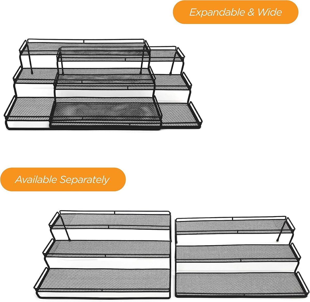 3 Tier Wide Expandable Cabinet Spice Rack Organizer (14.5" to 29.1"...