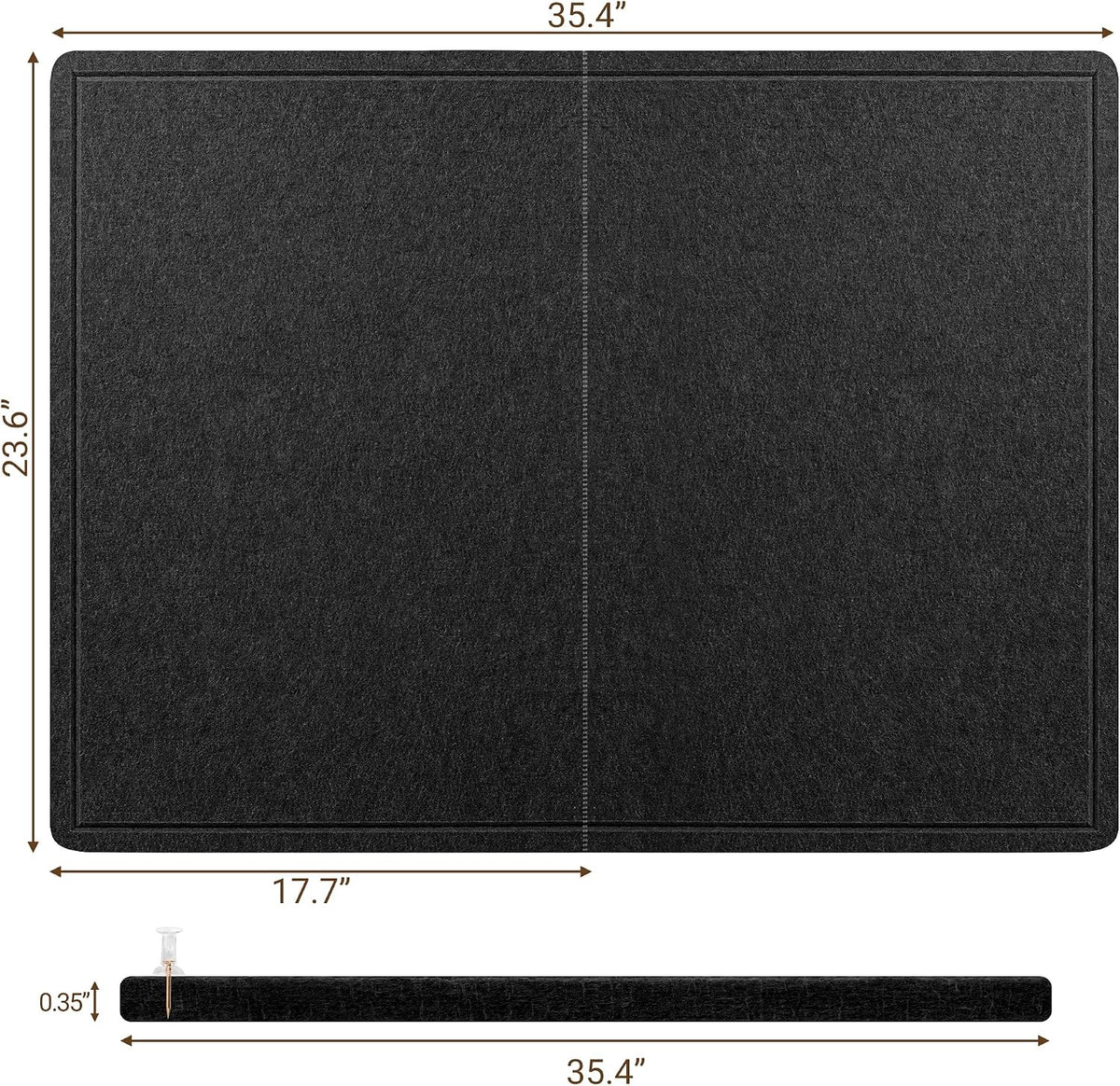 AKTOP Foldable Felt Bulletin Board for Wall, 24x36 inches, Black
