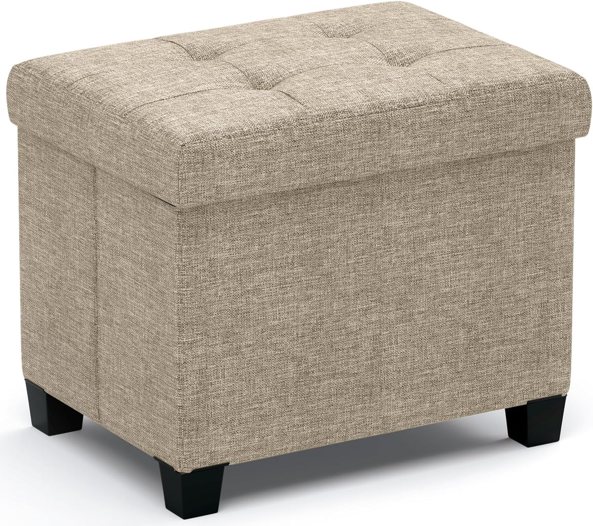 Ornavo Home Small Rectangle Storage Ottoman with Legs, 12x16x12, Tan/Taupe