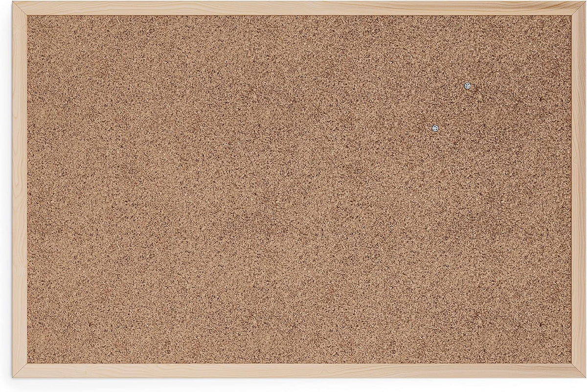 U Brands Cork Board, Birch Bulletin Board for Office Wall, 36" x 24"