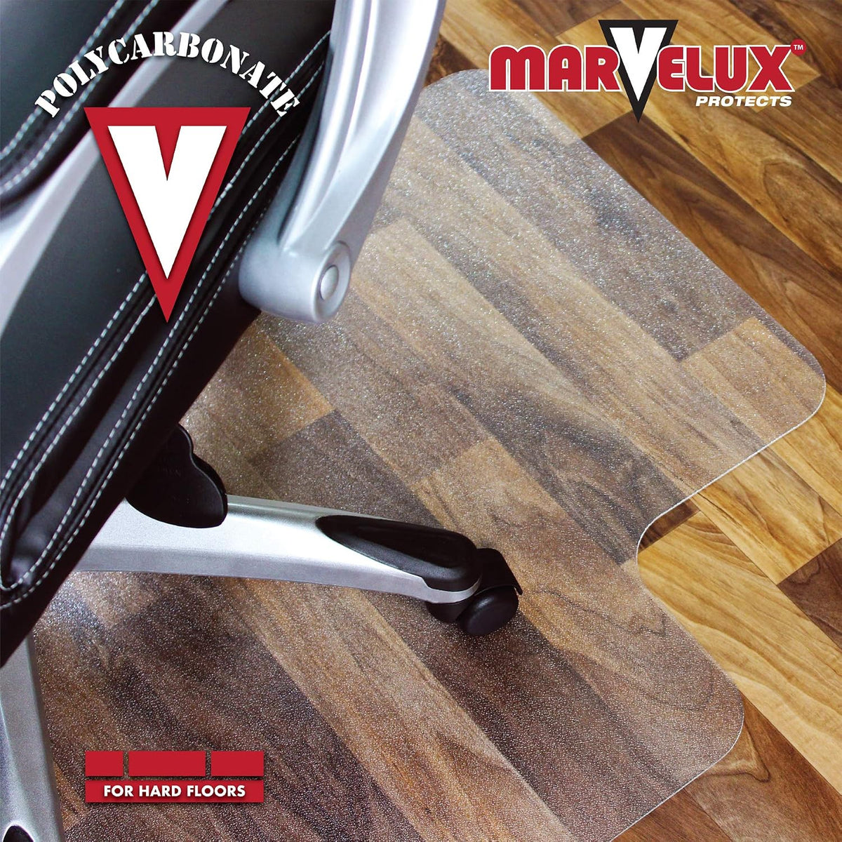 Marvelux Durable Polycarbonate Office Chair Mat for Hard Floors 48" x 51...