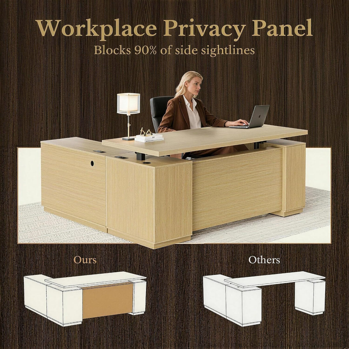 70 Inches L Shaped Executive Standing Desk, Electric Height Adjustable Desk w...