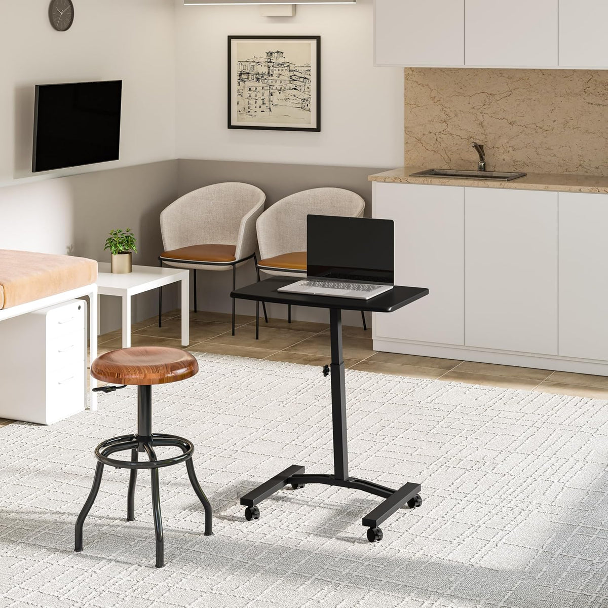 Seville Classics Airlift Mobile Height Adjustable Laptop Stand Computer Works...