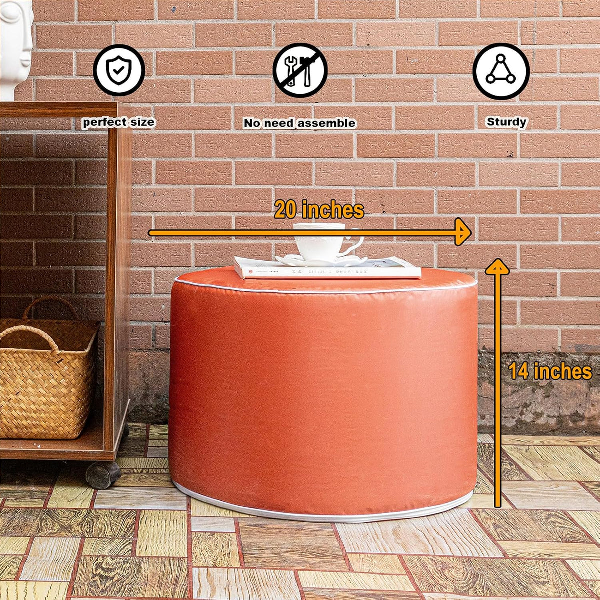 Multipurpose Outdoor Ottoman for Patio 20x14 Inches, Backyard, Additional Sea...