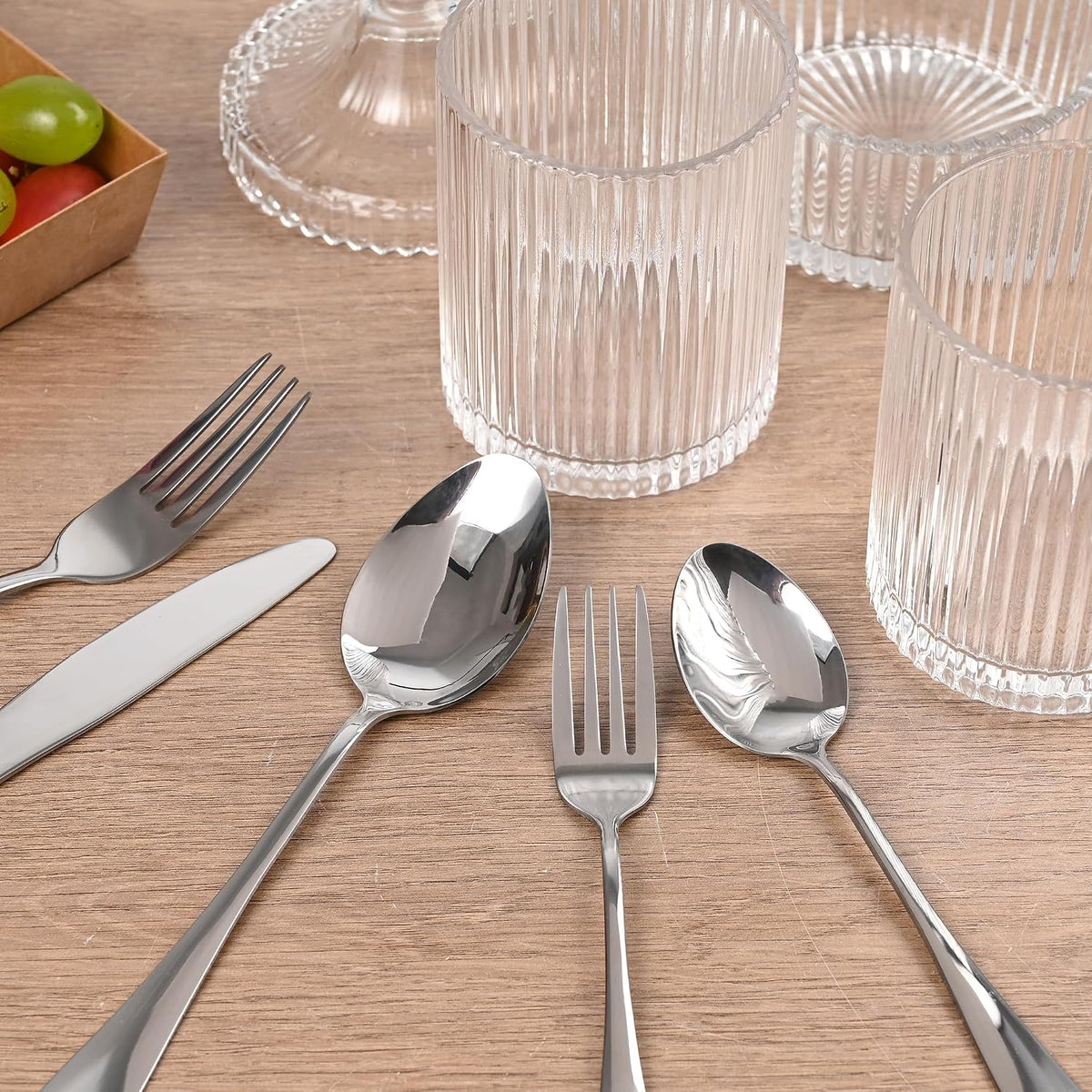 40 Piece Silverware Set with Drawer Organizer for 8, Heavy Duty Stainless Ste...