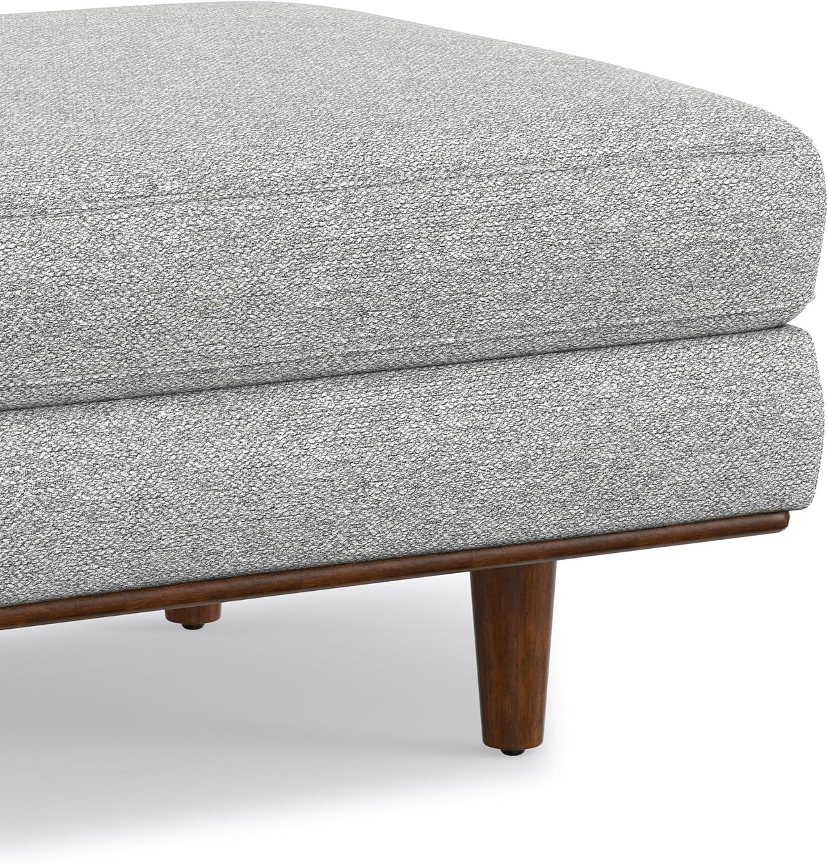 SIMPLIHOME Morrison 33" Wide Woven-Blend Rectangle Ottoman in Mist Grey