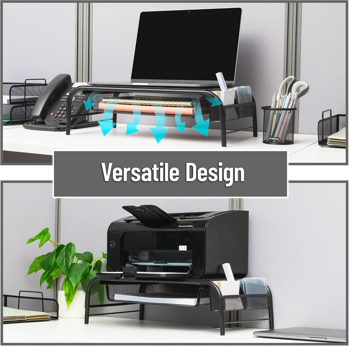 Mind Reader Monitor Stand, Ventilated Laptop Riser, Paper Tray, Office, Metal...